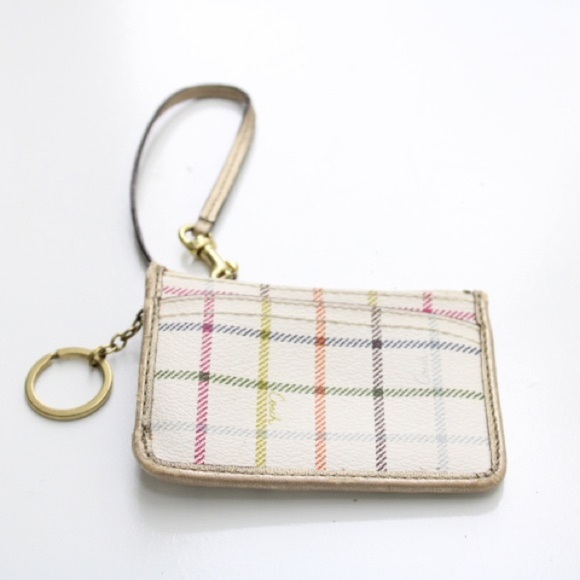 Coach Peyton Tattersall Plaid Wristlet - Picture 1 of 9